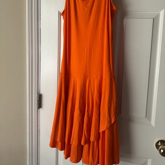 Vintage Ralph Lauren LRL Orange Sleeveless Women's Dress - Picture 2 of 9